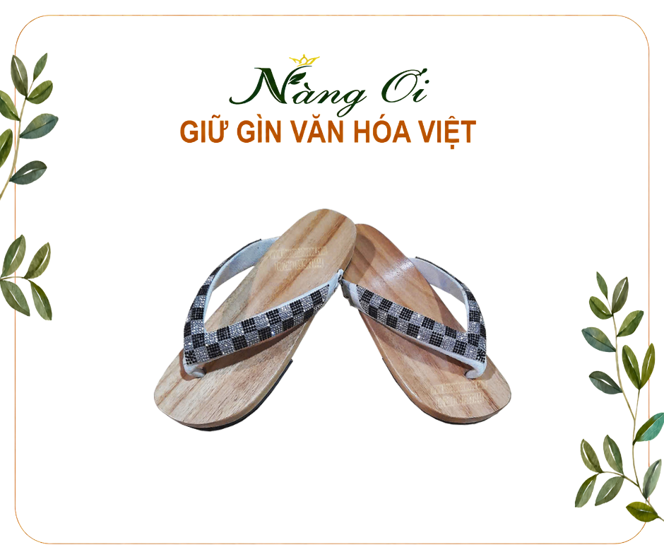 Guốc mộc quai kẹp đính đá lấp lánh
